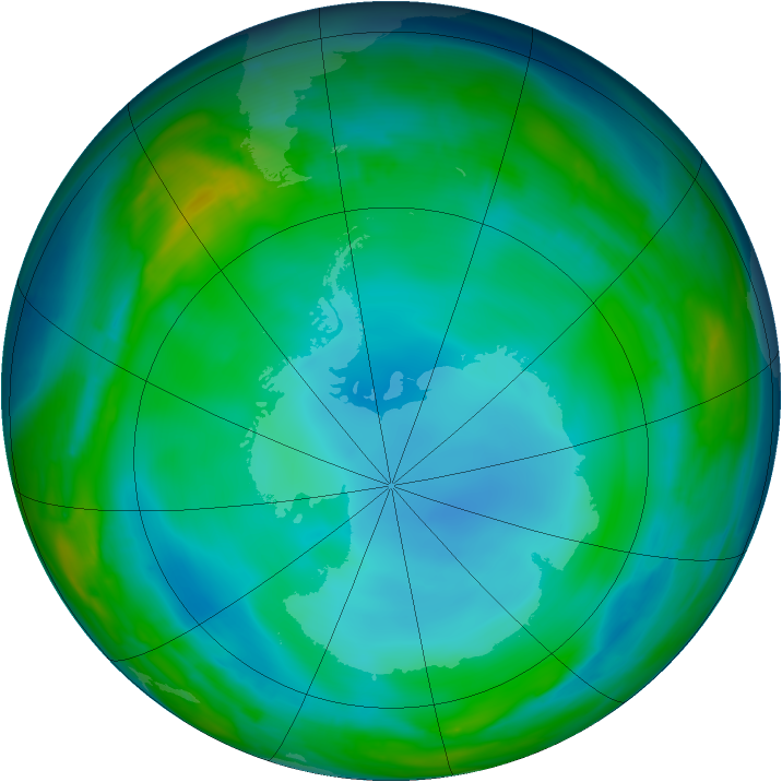 Antarctic ozone map for 10 June 2014